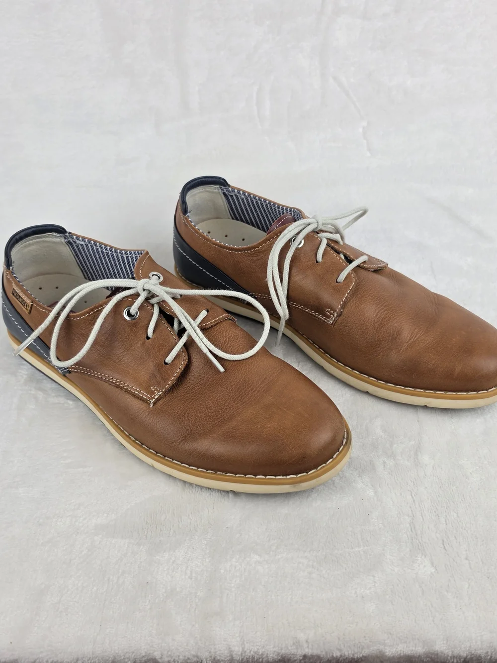 Pikolinos‎ Mens EU 40 US 7.5 Tan Cognac Leather Lace Up Oxford